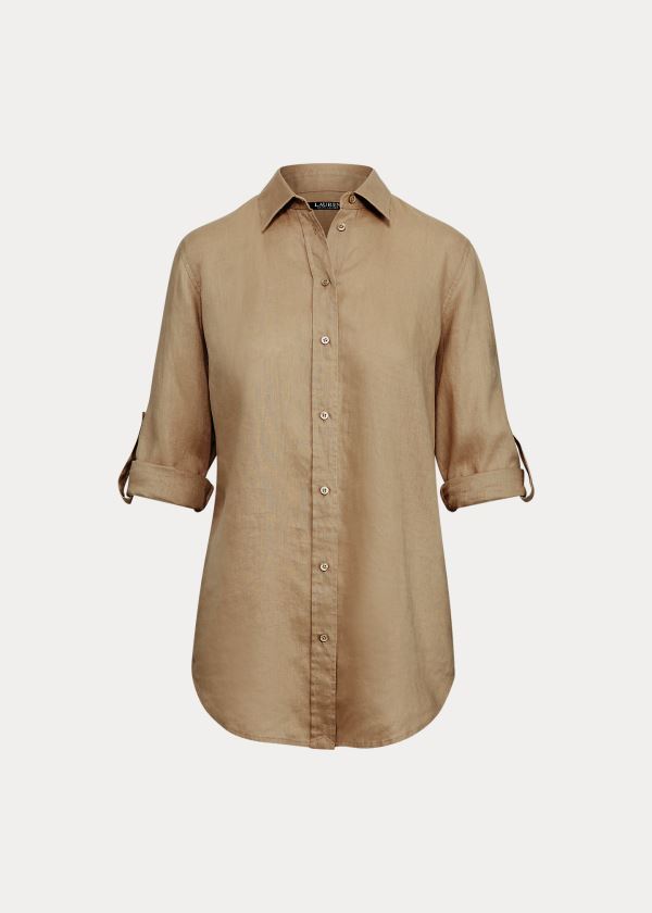 Women's Ralph Lauren Linen Shirts | 507249OQV